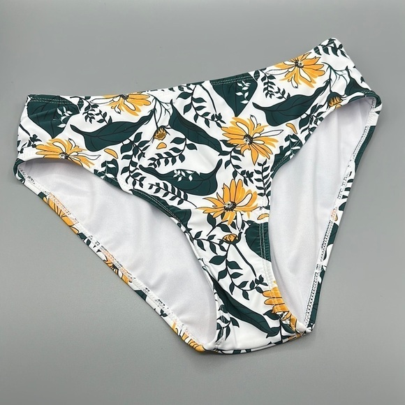 Women's High Waist Floral Fauna Full Coverage Swim Bikini Bottoms Size Medium - Picture 1 of 4